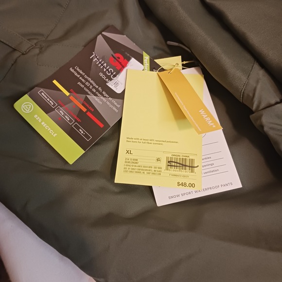 XL All in Motion Snowboard Pants Waterproof Insulated Olive Green Ski Winter - Picture 4 of 14